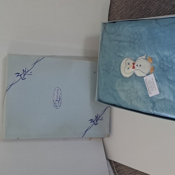 Vintage New Old Stock Quiltex Downlon Quilted Baby Blanket & Pillow Blue  Rare - Picture 10 of 10